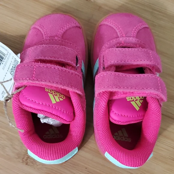 Adidas Kids VL Court 3.0 CF I Toddler Sneakers Pink Teal Size 5K NIB - Picture 2 of 10